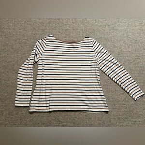 Boden Navy and Tan/Brown Striped Long Sleeve Brenton Top